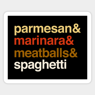 Deconstructed spaghetti and meatballs: parmesan & marinara & meatballs & spaghetti Sticker